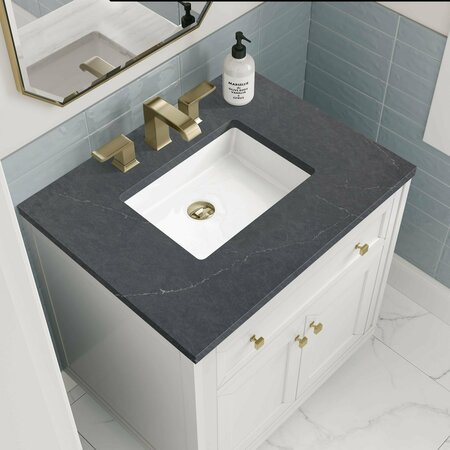 James Martin Vanities Chicago 30in Single Vanity, Glossy White w/ 3 CM Charcoal Soapstone Top 305-V30-GW-3CSP